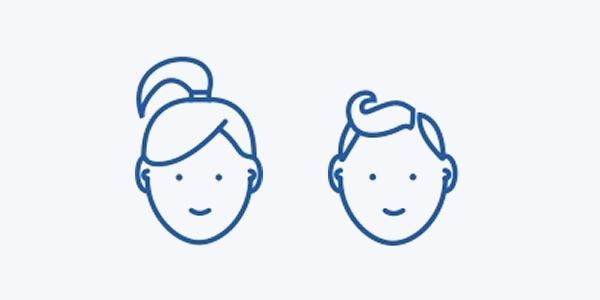 Disgen  handledning - Två tecknade barnhuvuden. En flicka och en pojke.